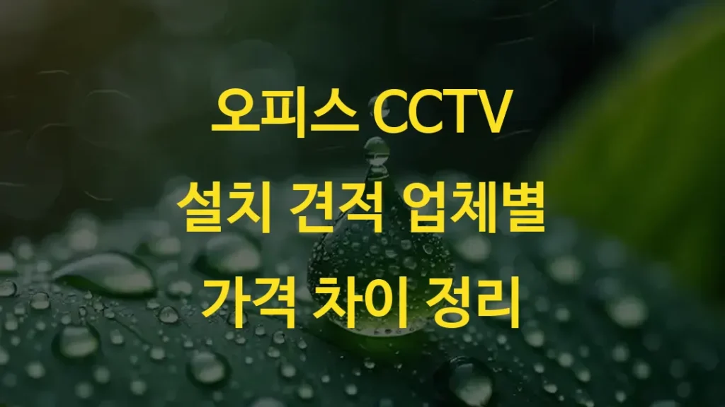오피스 CCTV 설치 견적 업체별 가격 차이 정리
